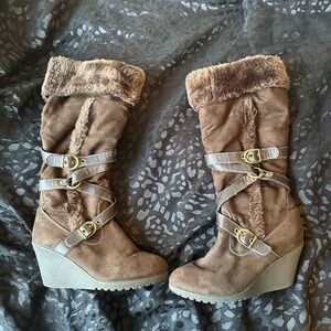 Canyon River Blues Brown Faux Fur Heeled Boots